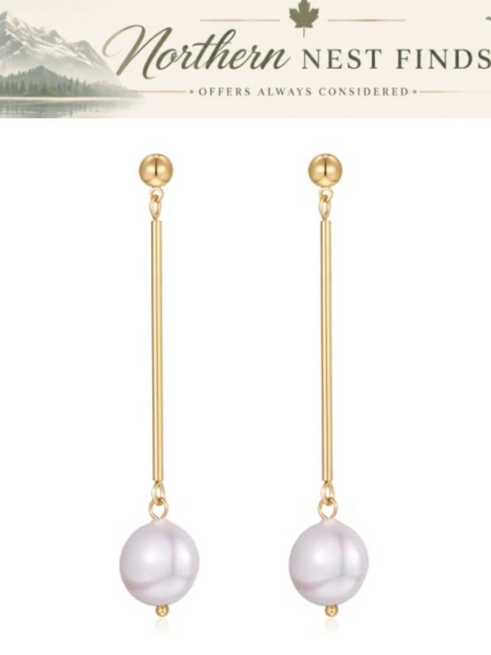 Gold Plated Pearl Long Dangle Earrings Women Trendy Jewelry Gift